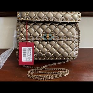 Valentino Microstud medium shoulder bag in Bronze